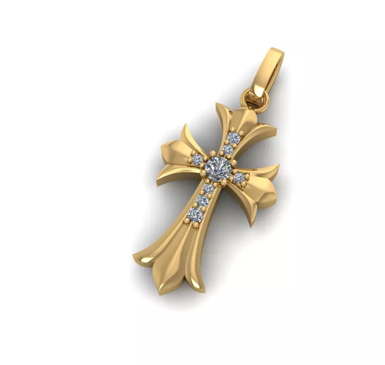 Cross Gold Pendant Diamond CG05 3D print model