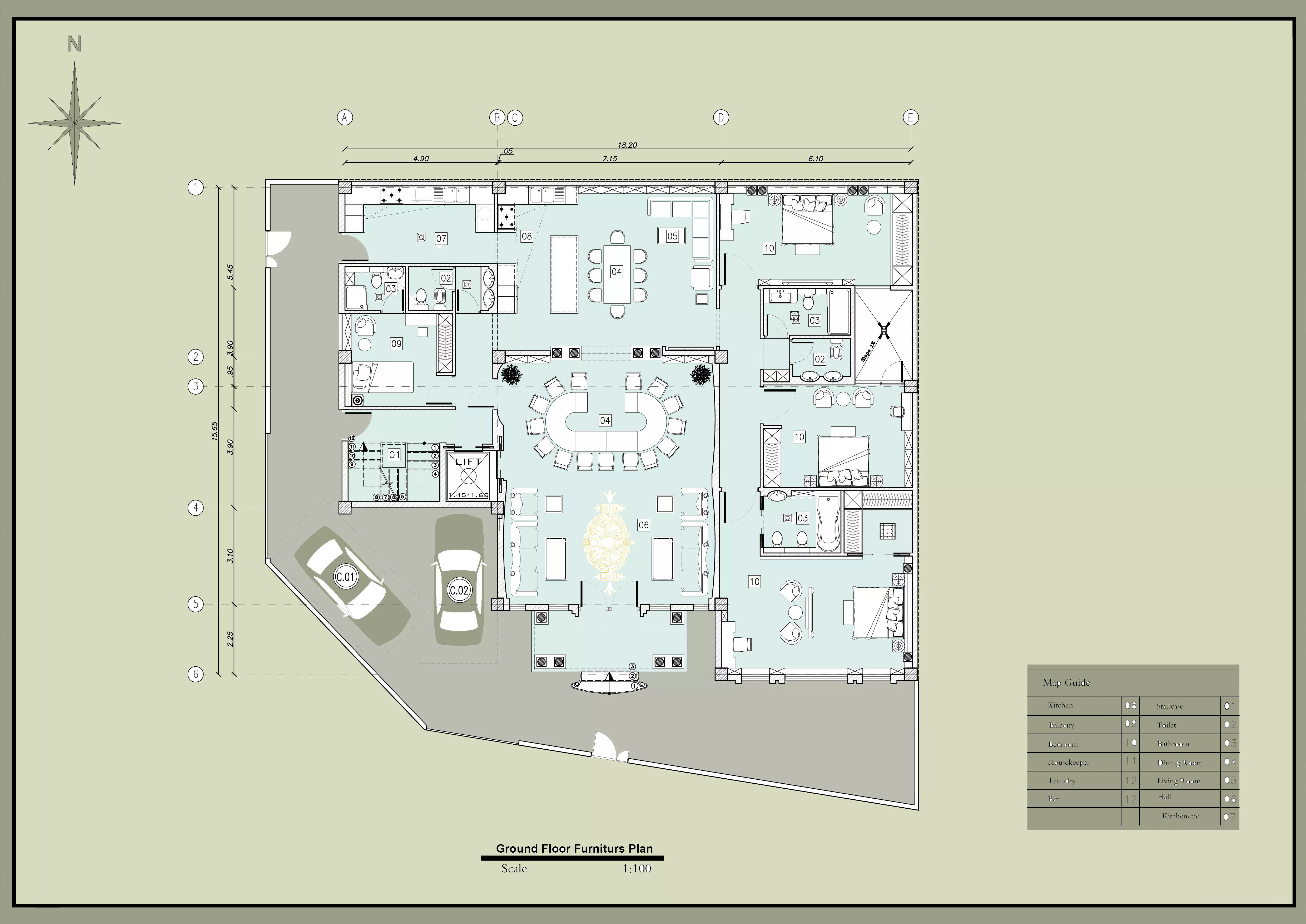 Luxury Classic Villa 3D Model Two Floors with Porch Columns 3D model