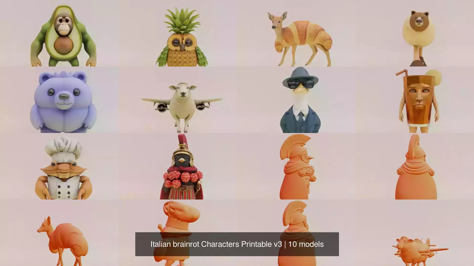 Italian brainrot Characters Printable v3 3D Model Collection_1