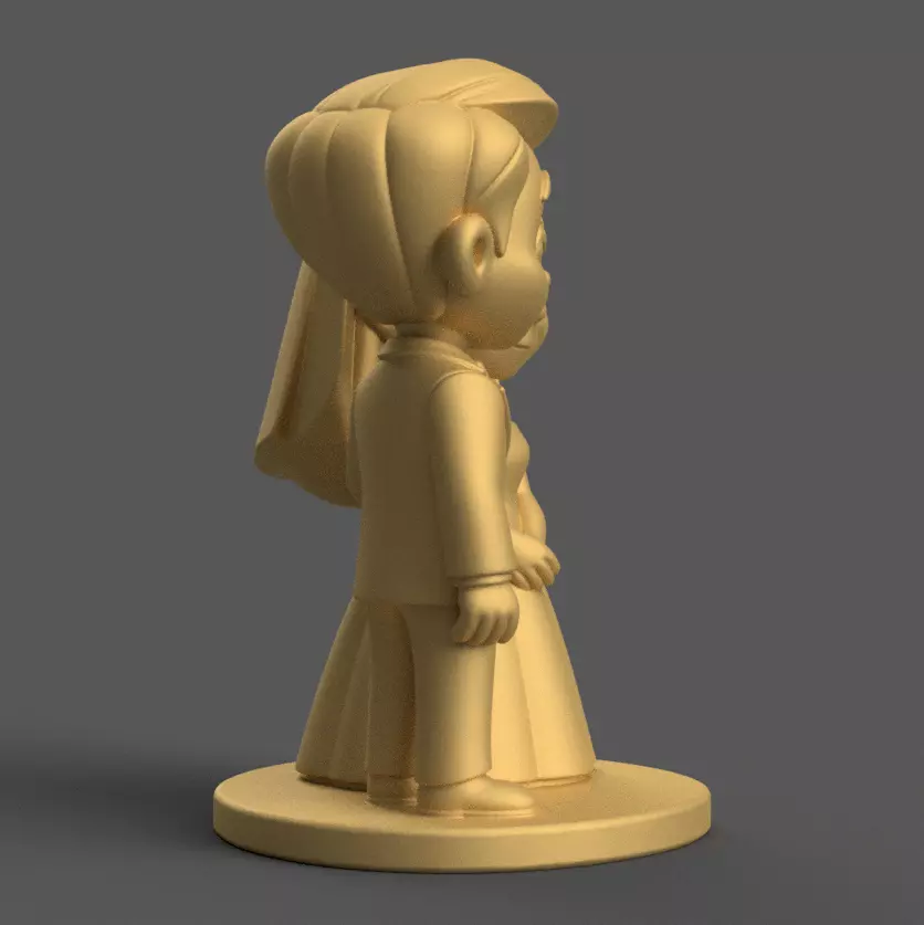 Cute Wedding Couple 3D Print STL Bride Groom 3D print model_5