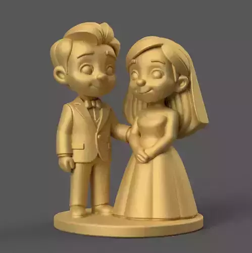 Cute Wedding Couple 3D Print STL Bride Groom