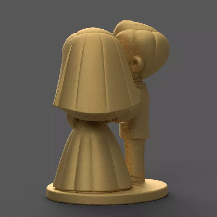 Cute Wedding Couple 3D Print STL Bride Groom 3D print model_3