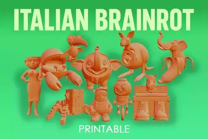 Italian brainrot Characters Printable v4 3D Model Collection
