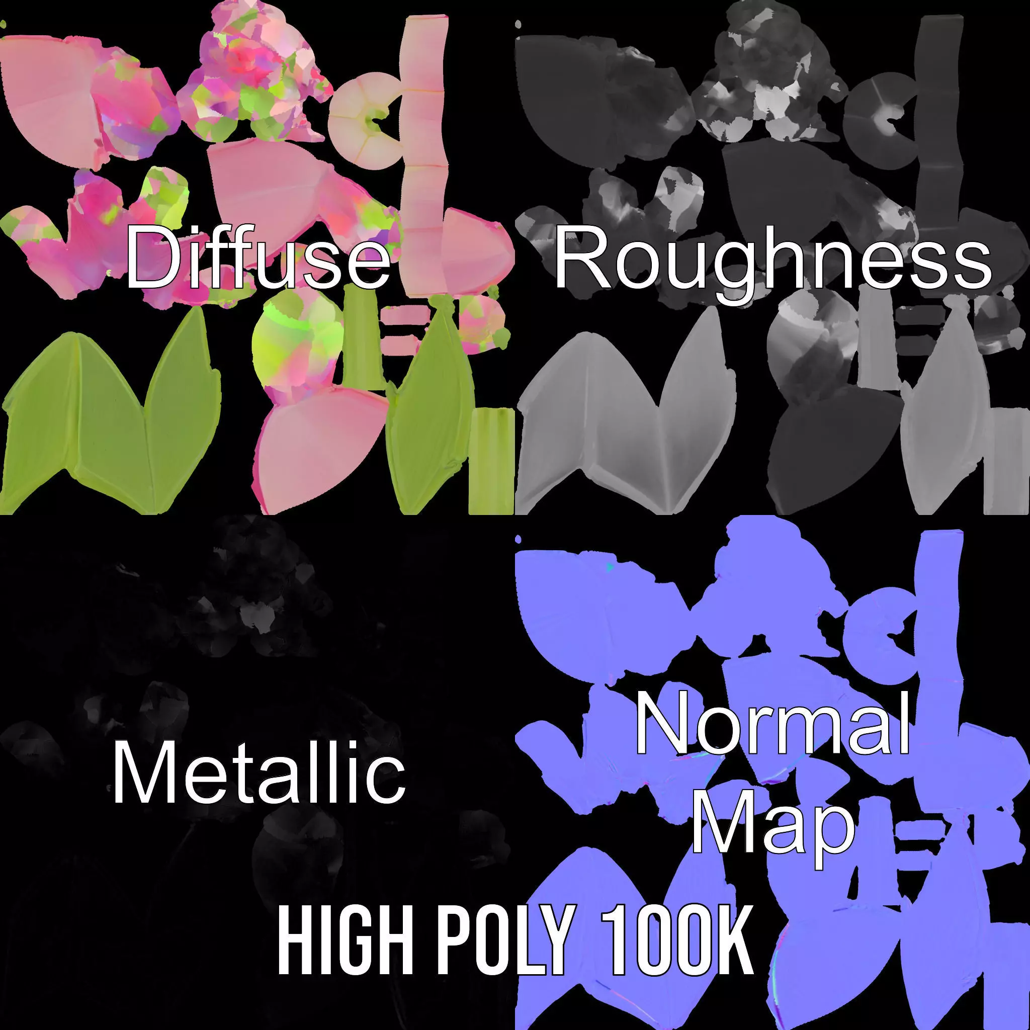 Pink Tulip model pack Low-poly 3D model_4