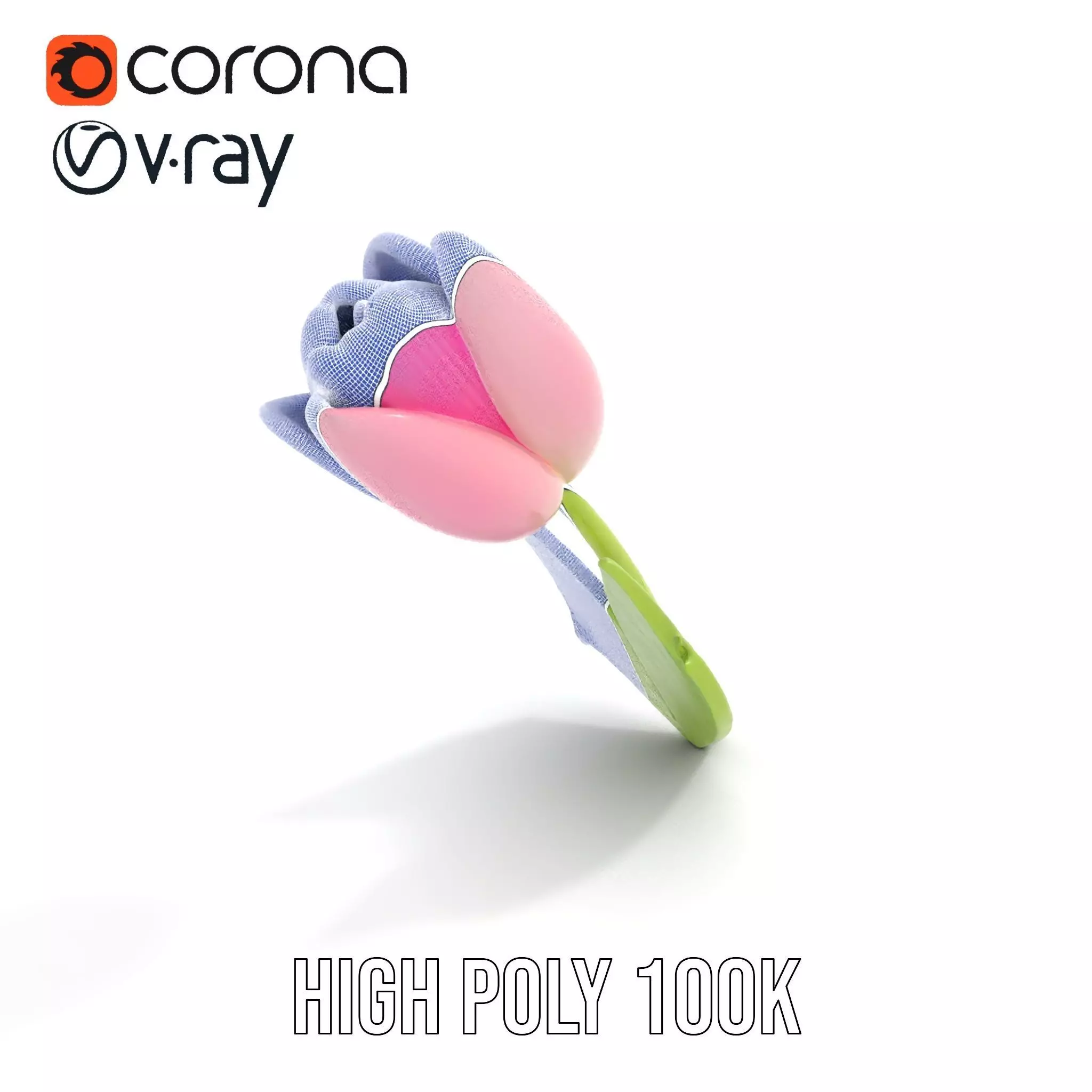 Pink Tulip model pack Low-poly 3D model_32