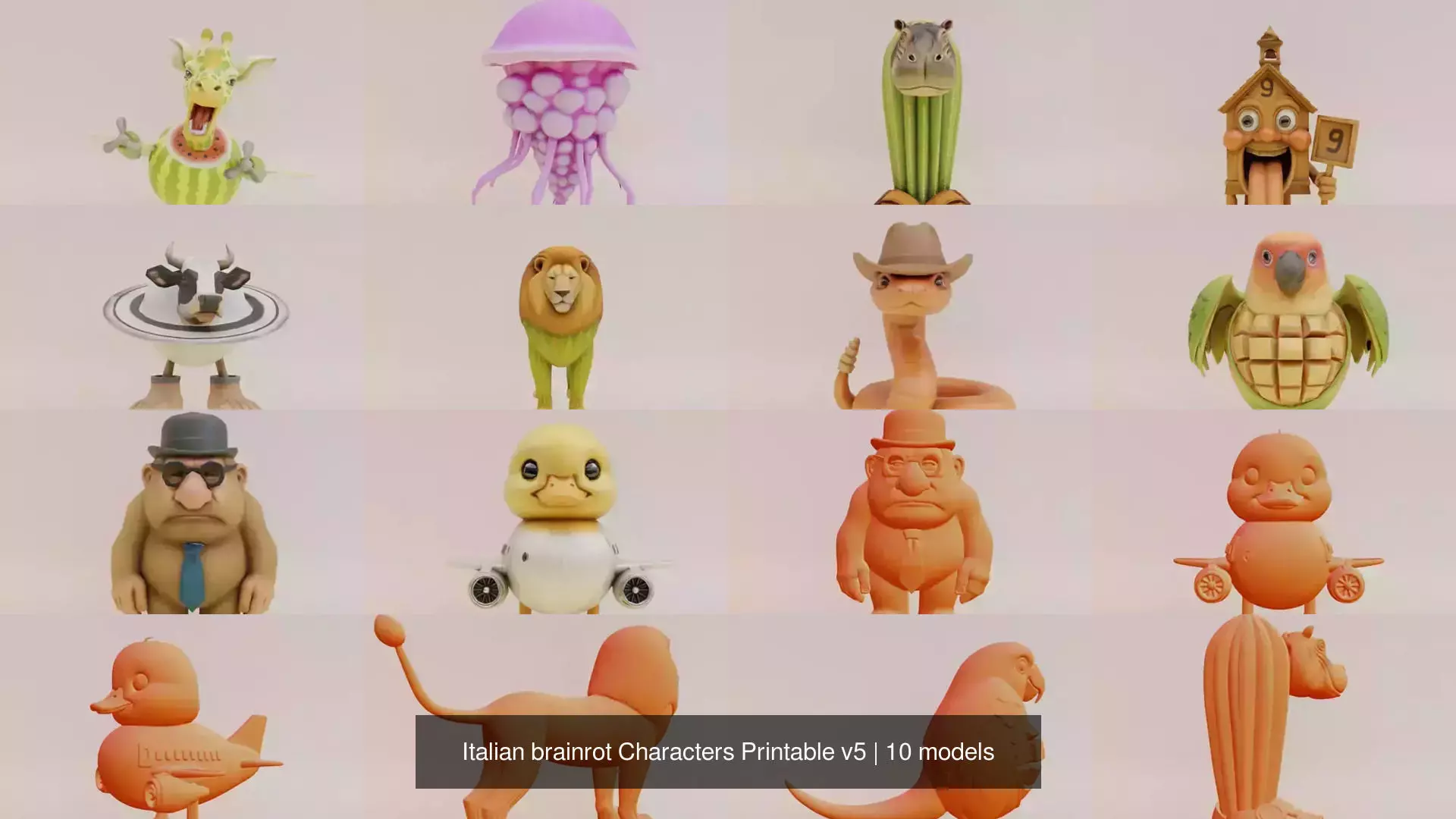 Italian brainrot Characters Printable v5 3D Model Collection_1