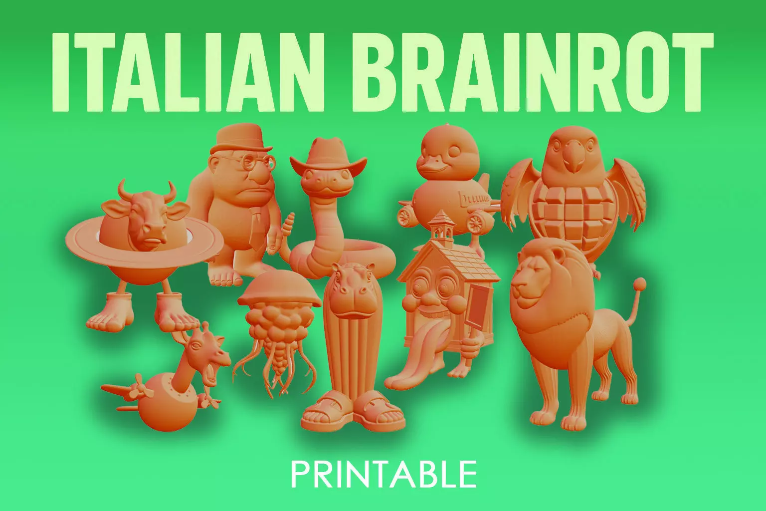 Italian brainrot Characters Printable v5 3D Model Collection_0