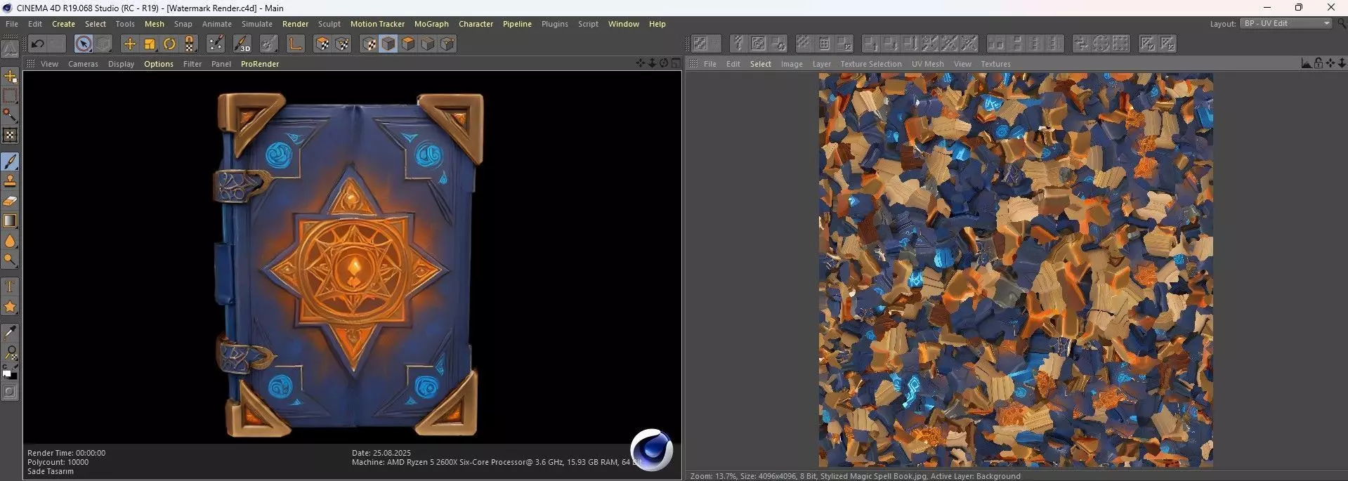 Stylized Magic Spell Book 3D Model - AI Low-poly 3D model_10