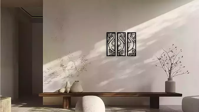 Modern Geometric Abstract Wall Art Decor Panel SVG DXF STL File