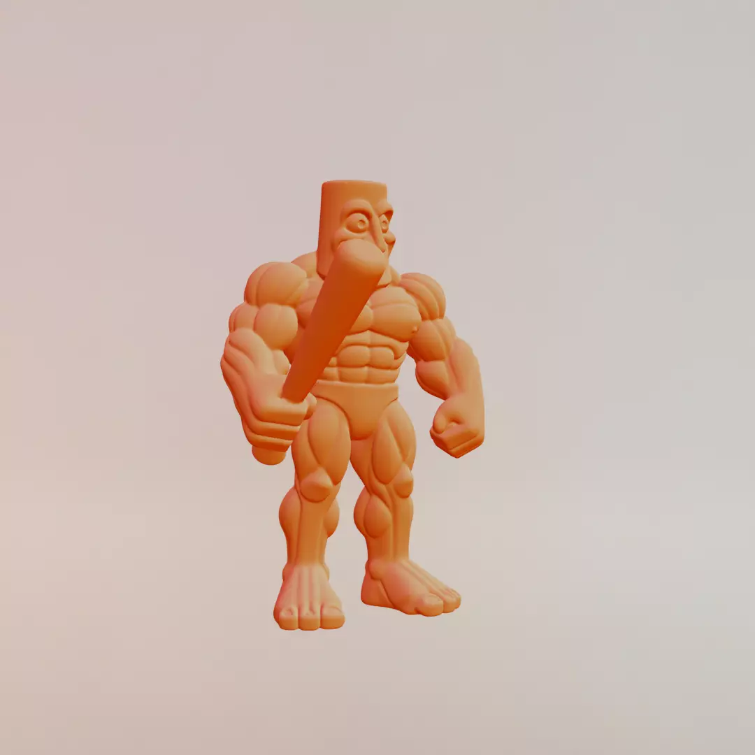 Muscle Tung Tung Tung Sahur Italian brainrot Printable 3D print model_12