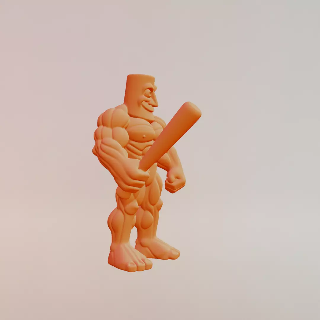 Muscle Tung Tung Tung Sahur Italian brainrot Printable 3D print model_11