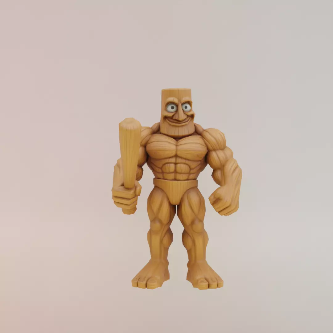 Muscle Tung Tung Tung Sahur Italian brainrot Printable 3D print model_0