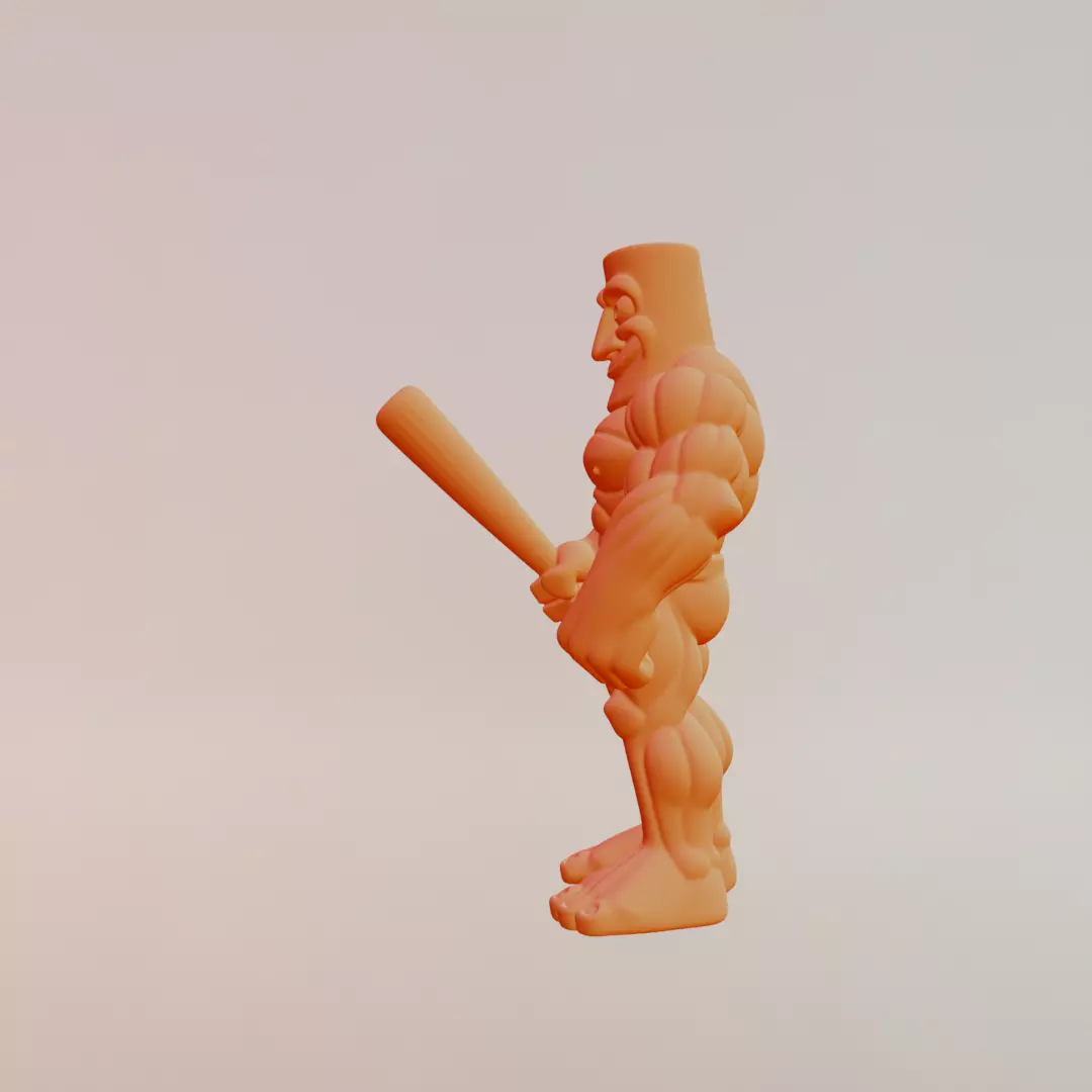 Muscle Tung Tung Tung Sahur Italian brainrot Printable 3D print model_4