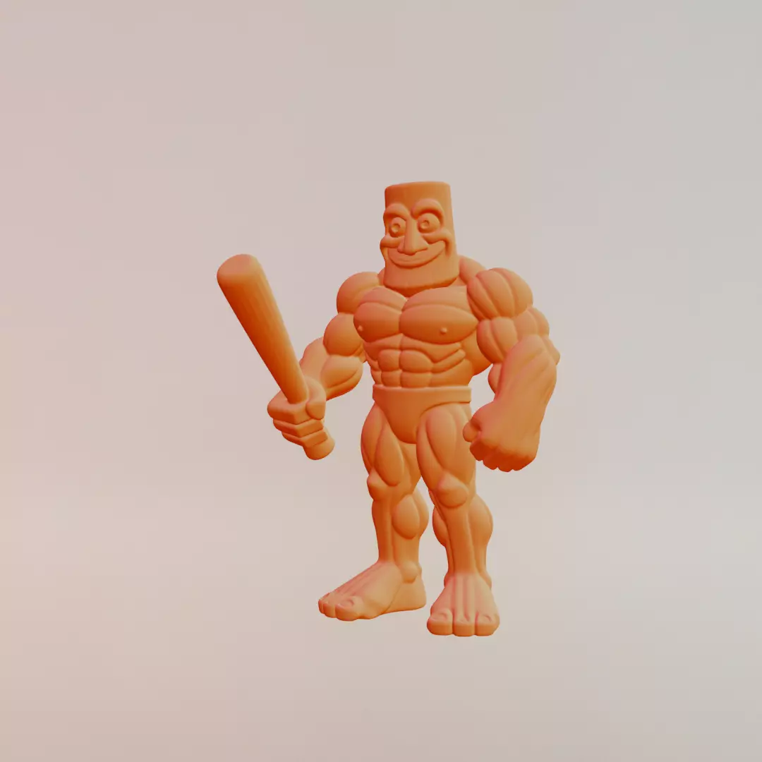 Muscle Tung Tung Tung Sahur Italian brainrot Printable 3D print model_2