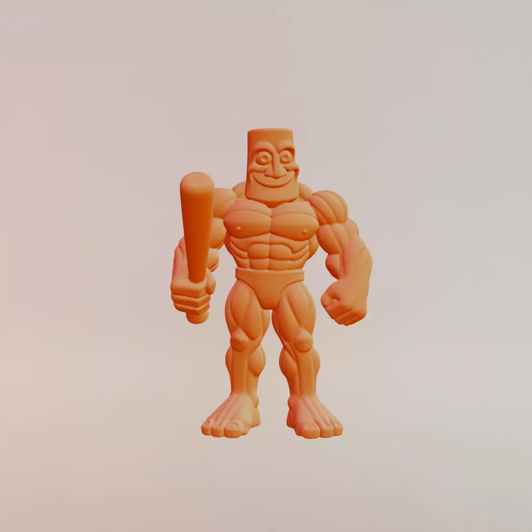 Muscle Tung Tung Tung Sahur Italian brainrot Printable 3D print model_1