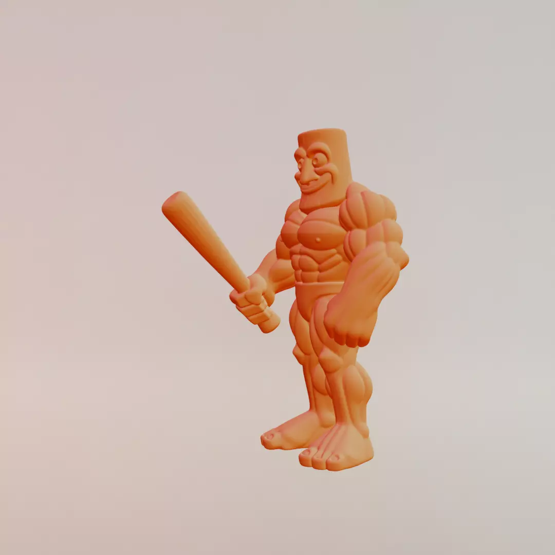 Muscle Tung Tung Tung Sahur Italian brainrot Printable 3D print model_3