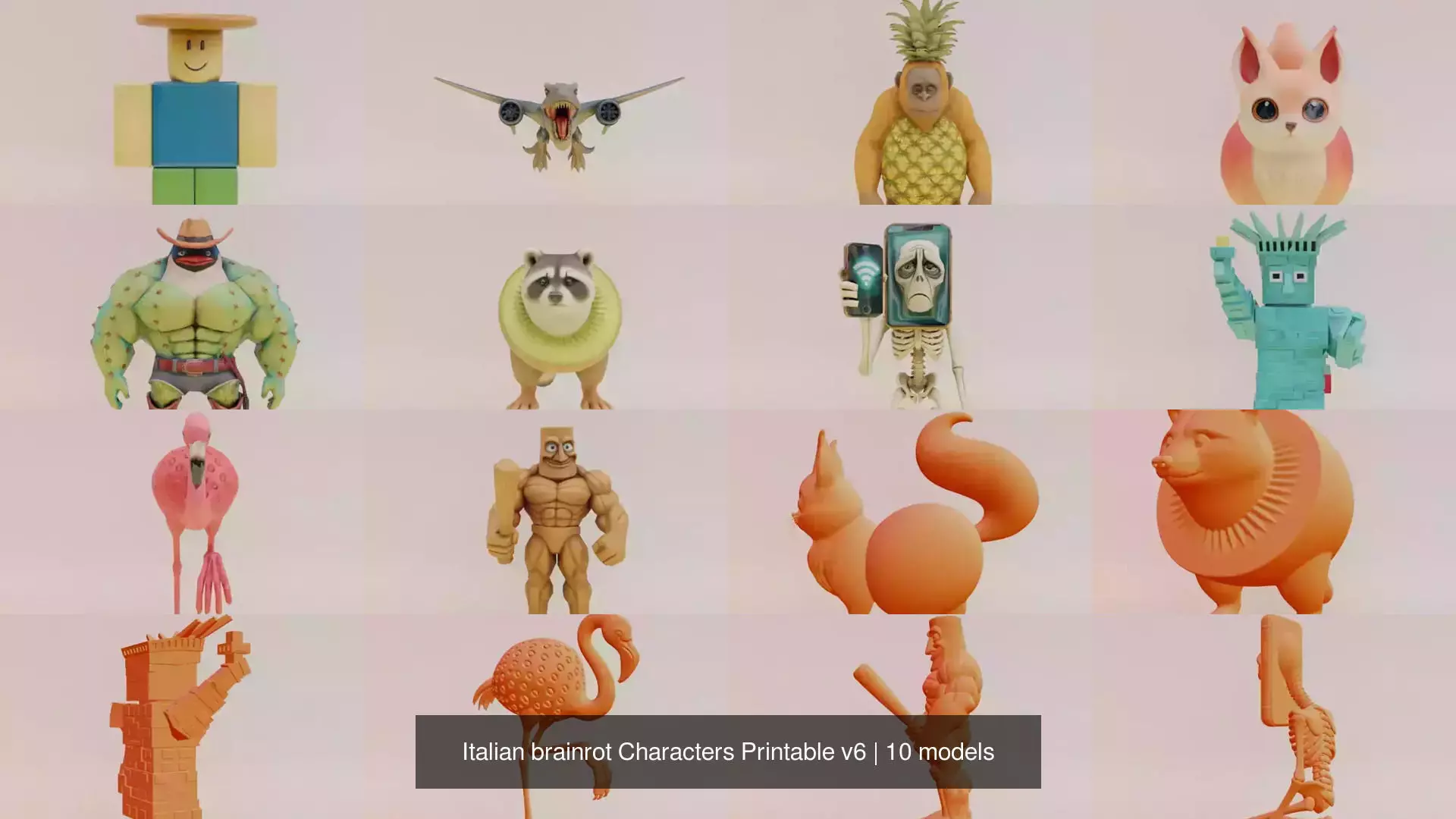 Italian brainrot Characters Printable v6 3D Model Collection_1