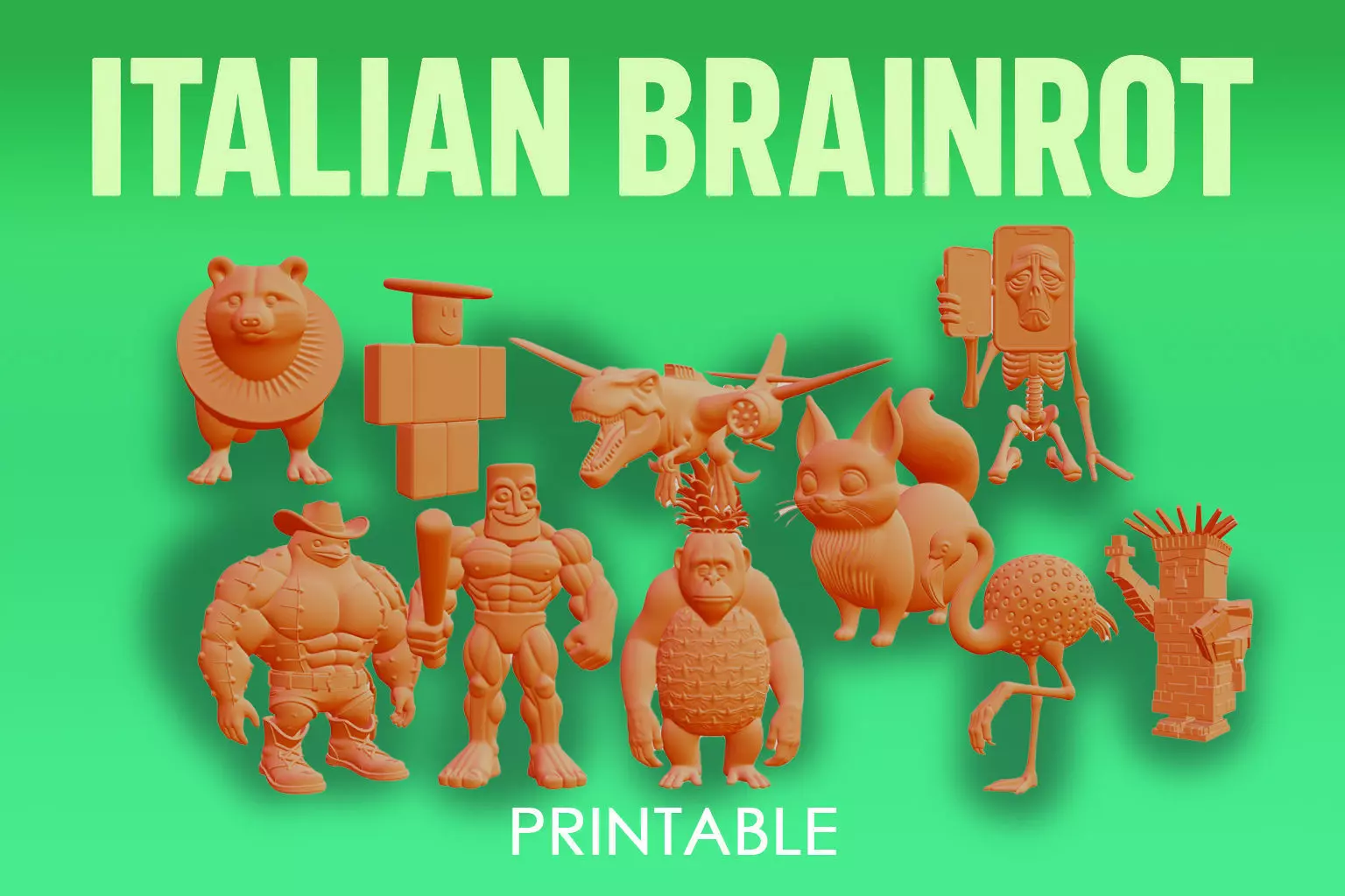 Italian brainrot Characters Printable v6 3D Model Collection_0
