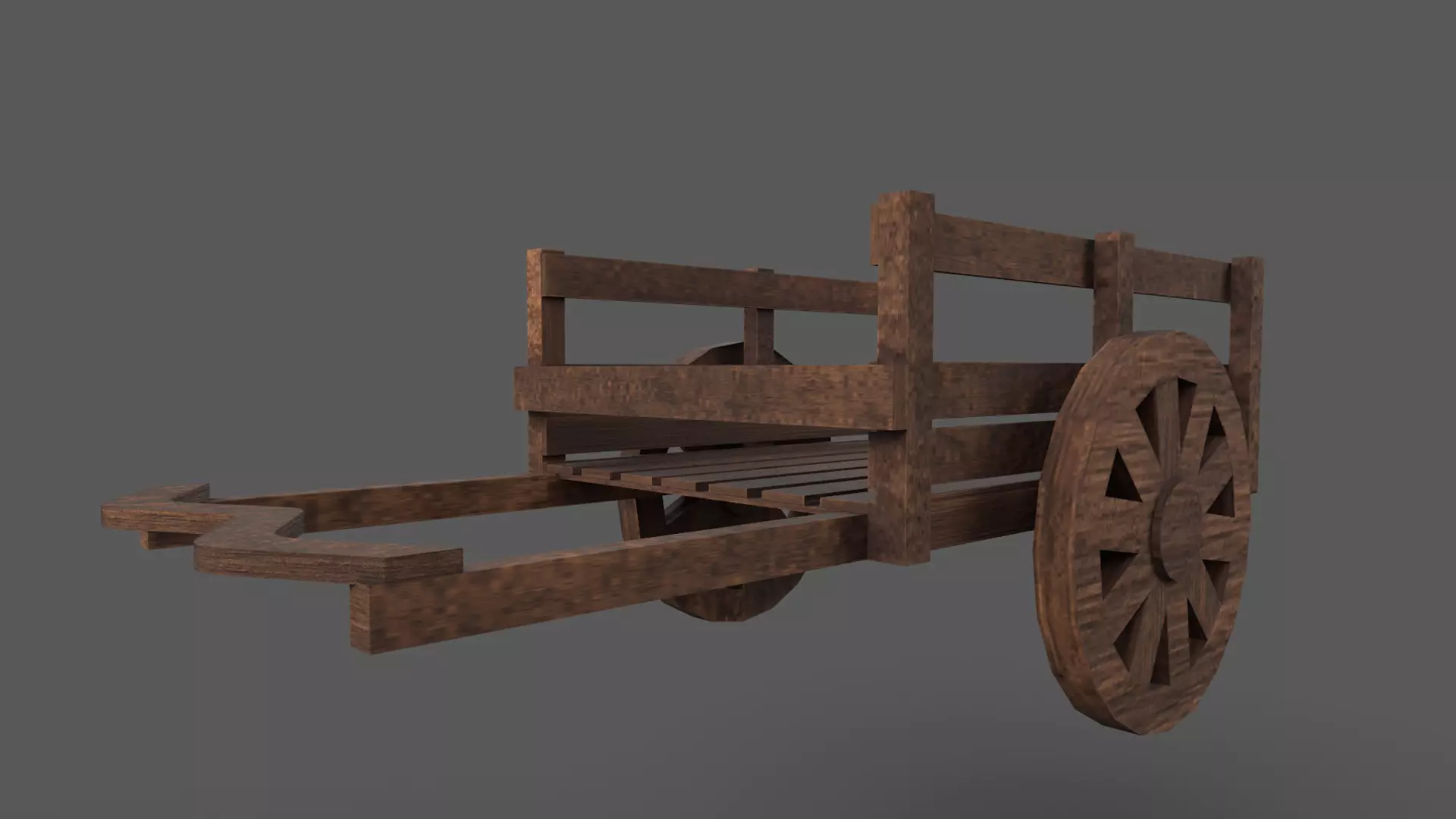 Wooden Cart Low-poly 3D model_0