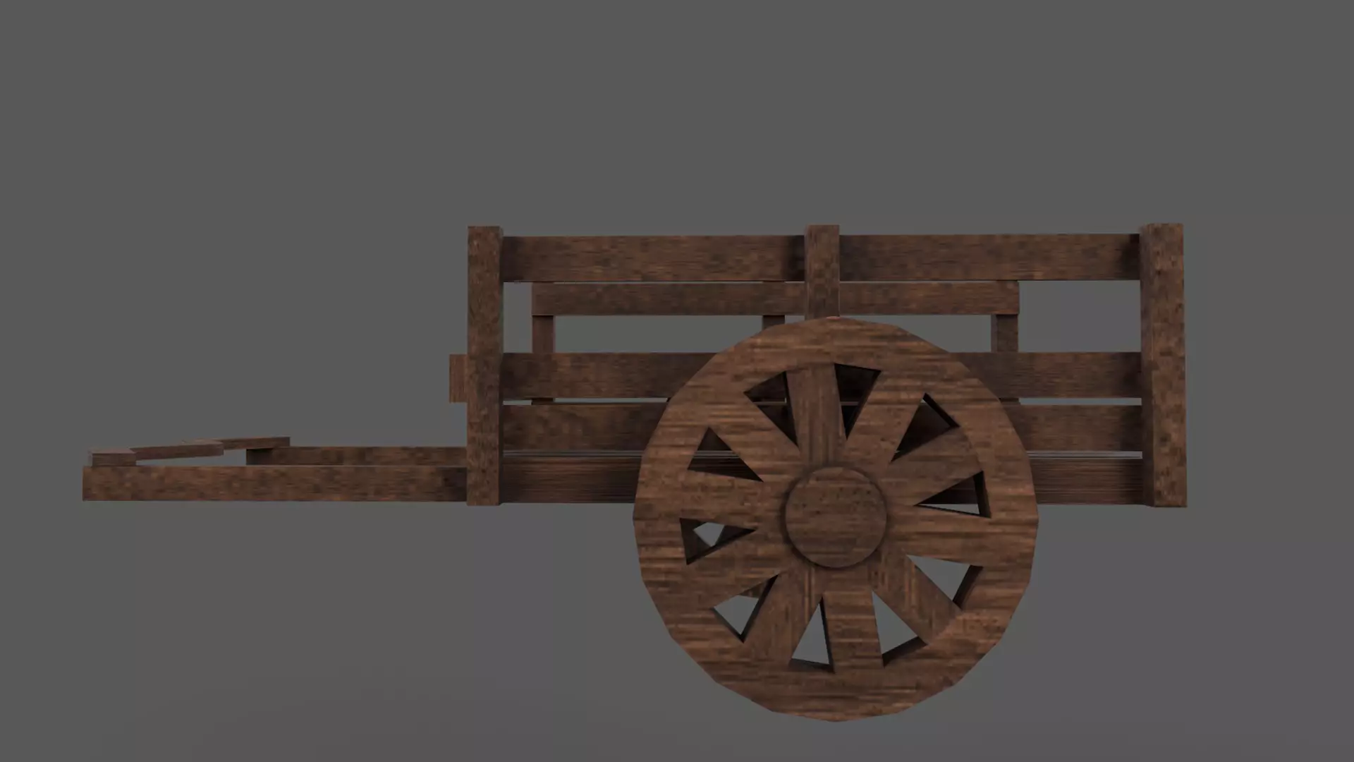 Wooden Cart Low-poly 3D model_1