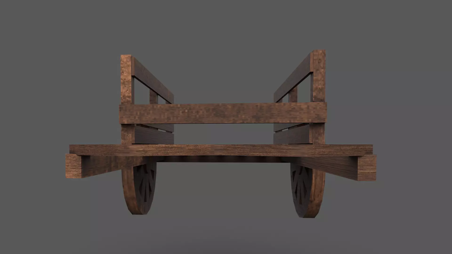 Wooden Cart Low-poly 3D model_3