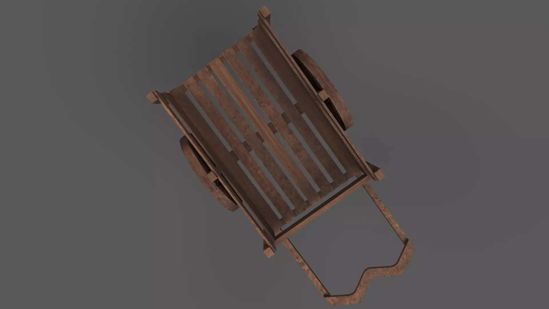 Wooden Cart Low-poly 3D model_2