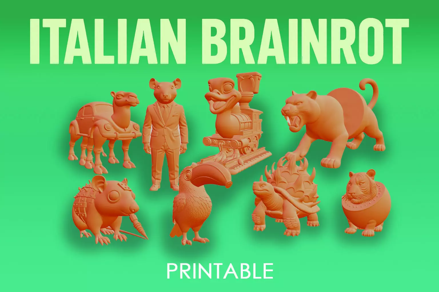 Italian brainrot Characters Printable v7 3D Model Collection_0