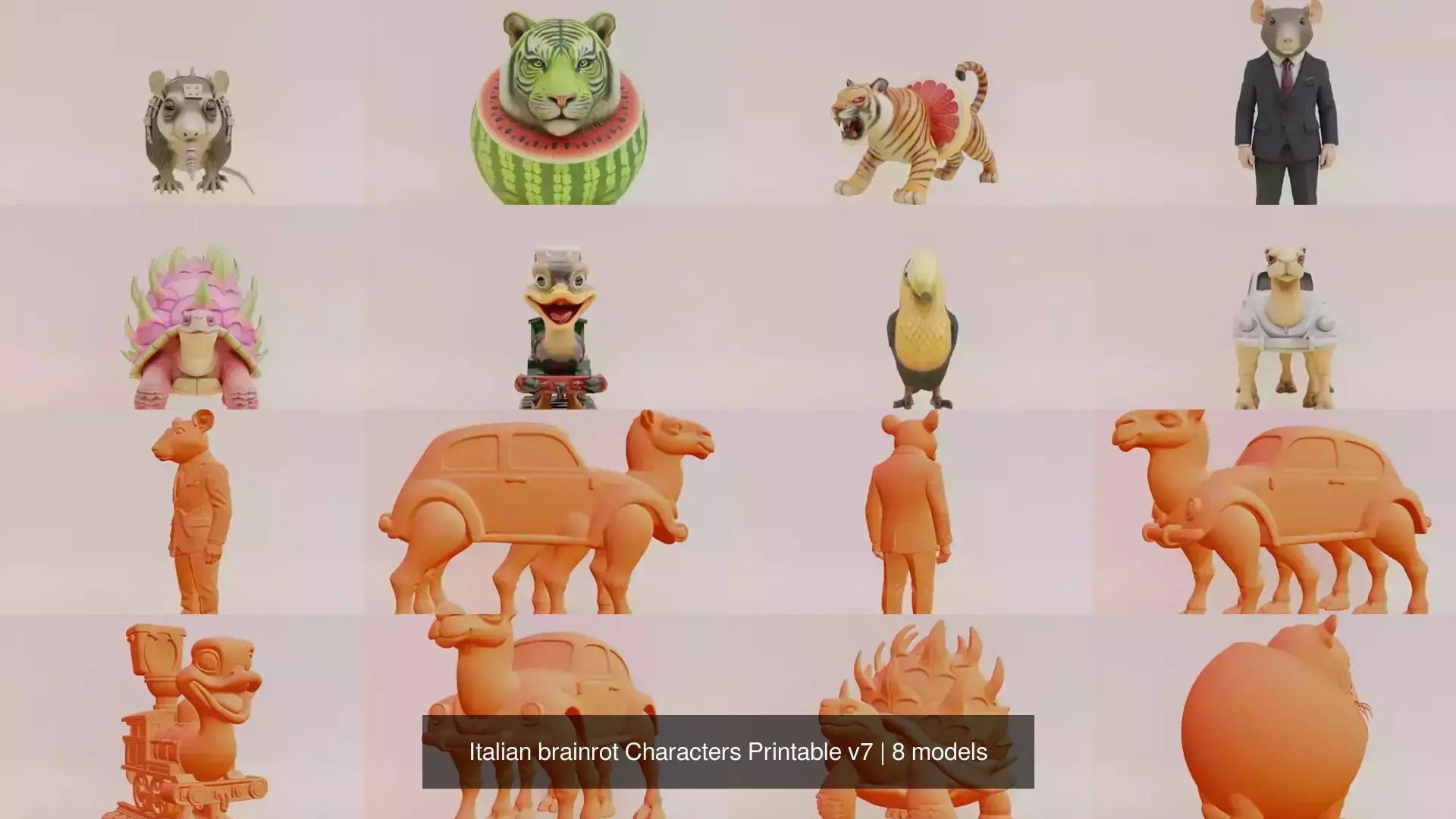 Italian brainrot Characters Printable v7 3D Model Collection_1