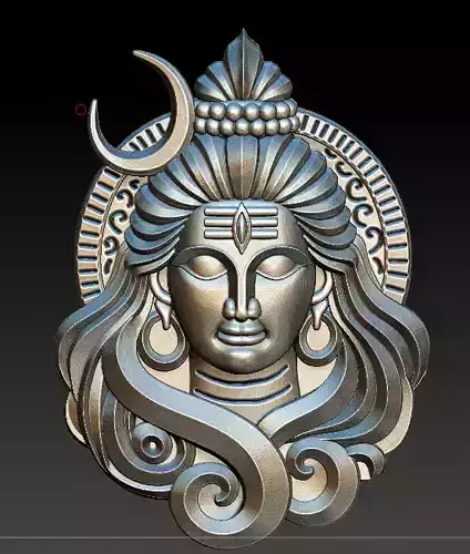 Lord Shiva Face Pendant Shiva Face with Crescent Moon