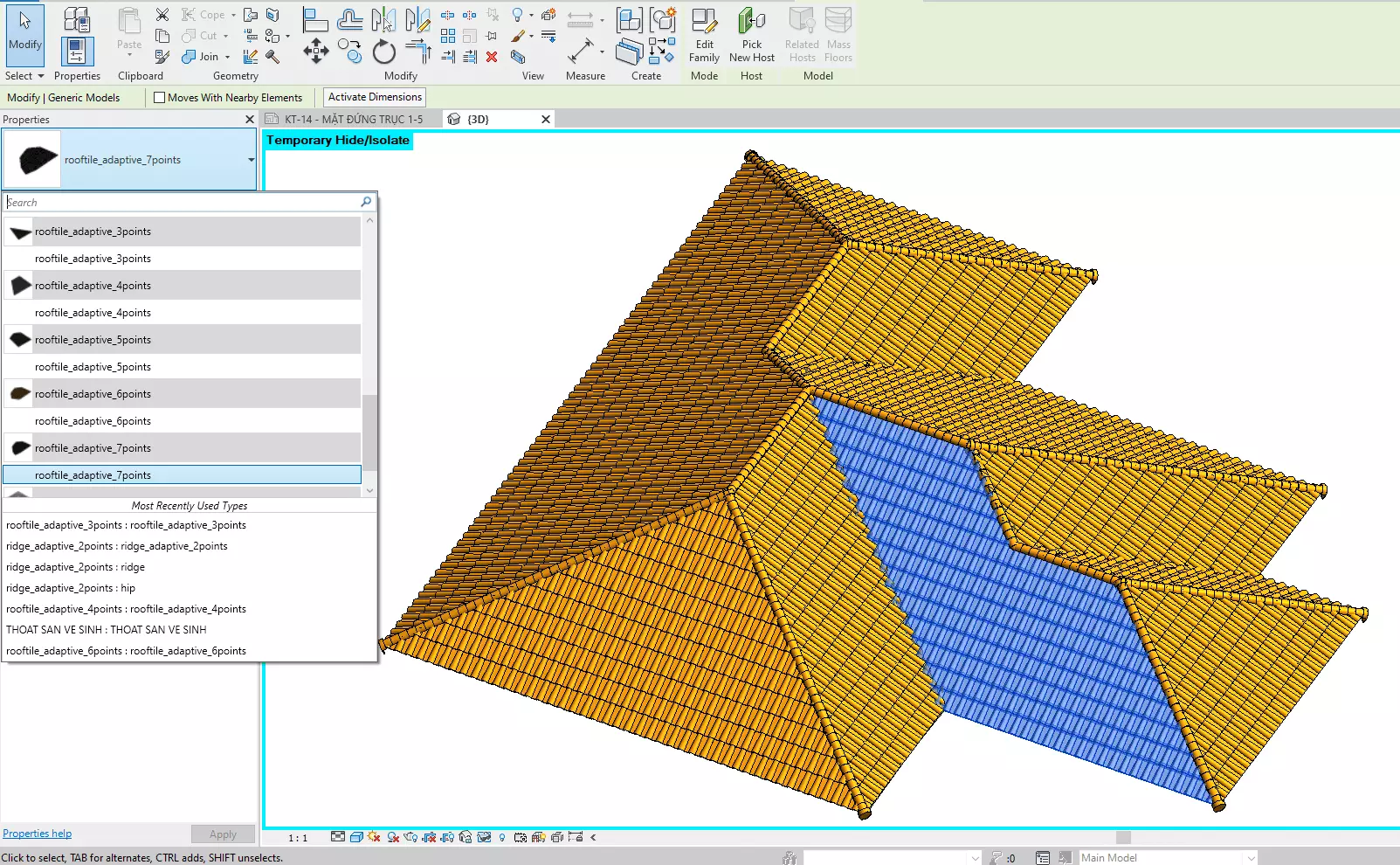 Roof Adaptive 2 to 8 Point Revit Family 3D model