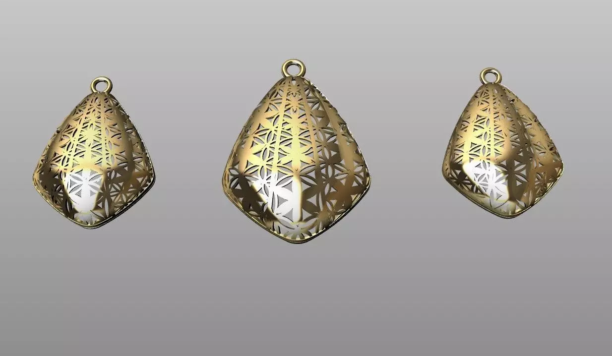 Necklace and earrings set 3D print model_4