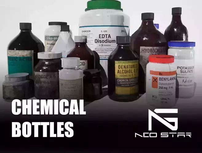 Chemical Bottles Low-poly 3D model