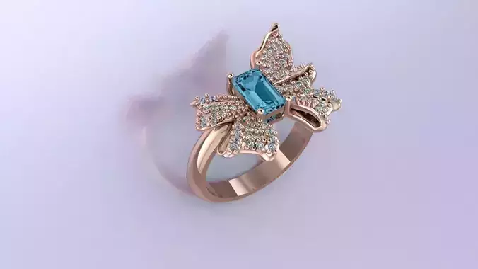 Statement Ring Jewelry model -Butterfly  for women   3D print model