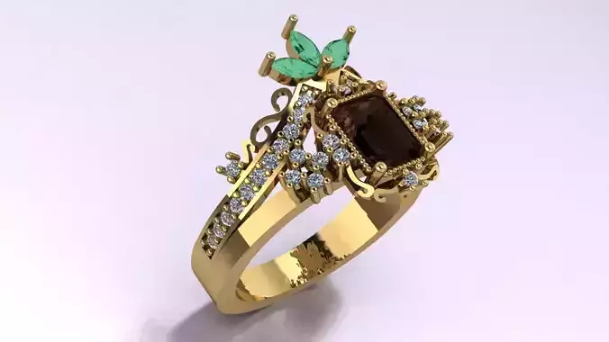 Statement Ring Jewelry model - Forest Crown for women   3D print model