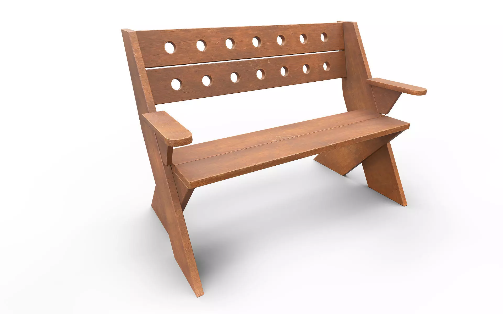 Wooden bench Low-poly 3D model