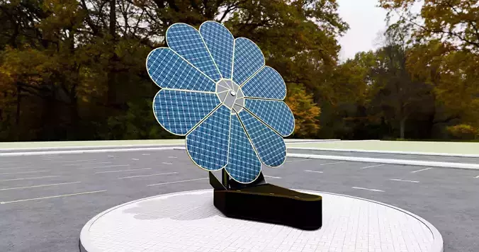 Dual Axis Daisy With Solar Tracking System-10 Wings-5-5 kW Low-poly 3D model