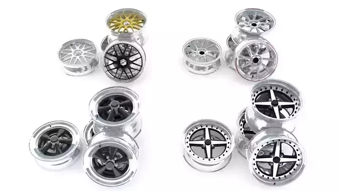 Set Wheels rims for motorcycles and scooters 3D model