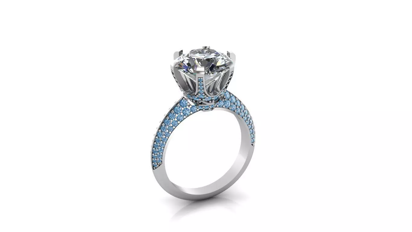 Engagement ring 3D print model_4