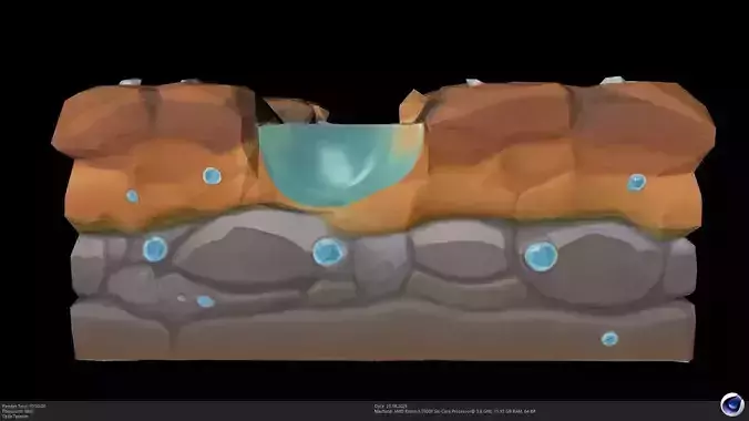 Stylized Aqueous Terrain Tile 3D Model - AI