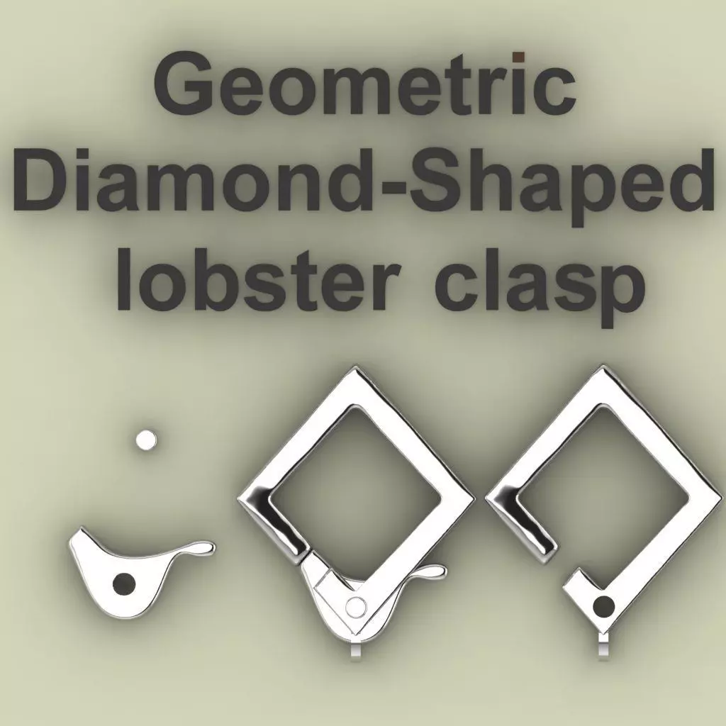 Geometric Diamond Shaped Spring Clasp Lobster Lock 3D Model 3D print model_0