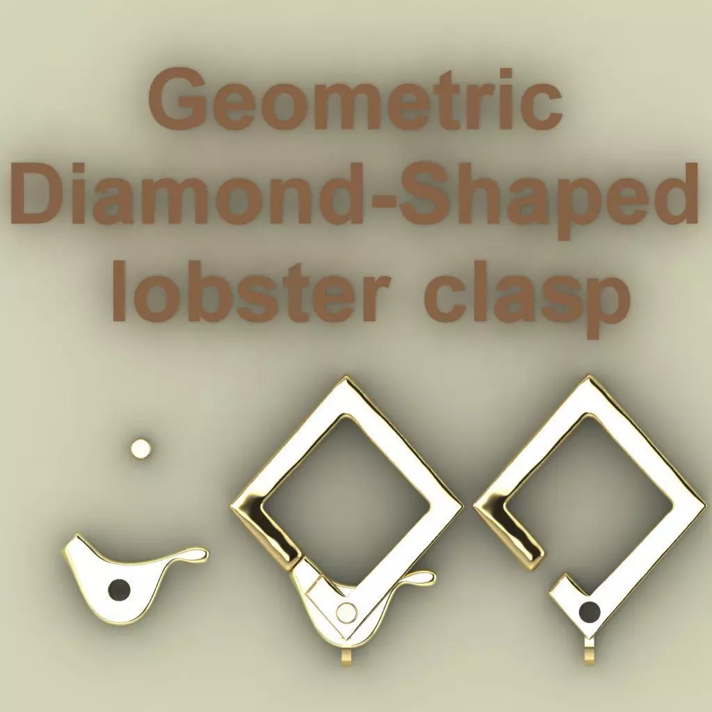 Geometric Diamond Shaped Spring Clasp Lobster Lock 3D Model 3D print model_7