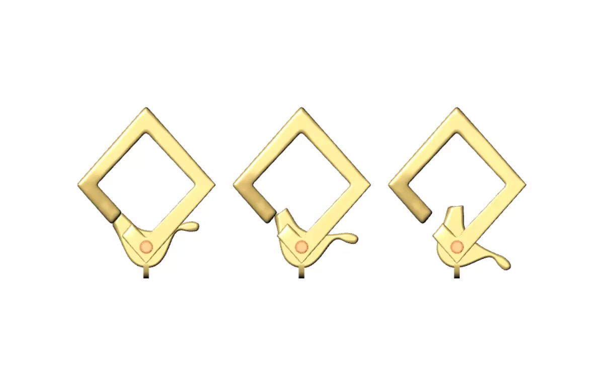 Geometric Diamond Shaped Spring Clasp Lobster Lock 3D Model 3D print model_2