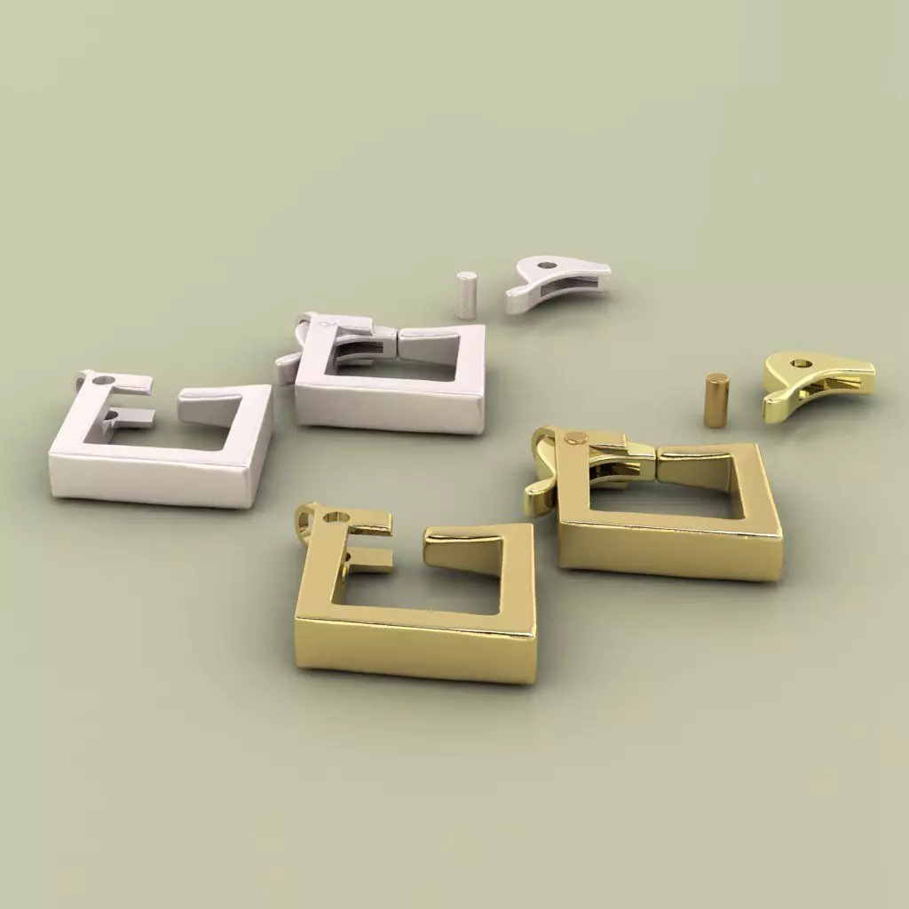 Geometric Diamond Shaped Spring Clasp Lobster Lock 3D Model 3D print model_1