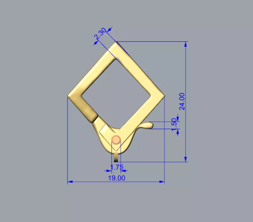 Geometric Diamond Shaped Spring Clasp Lobster Lock 3D Model 3D print model_3