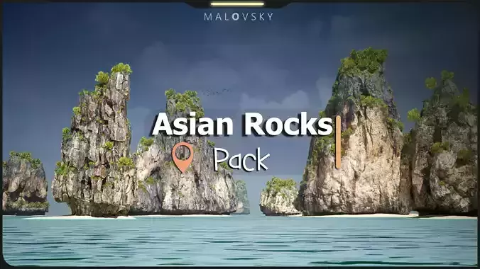 Asian Rocks Pack 8k Textures Low-poly 3D model