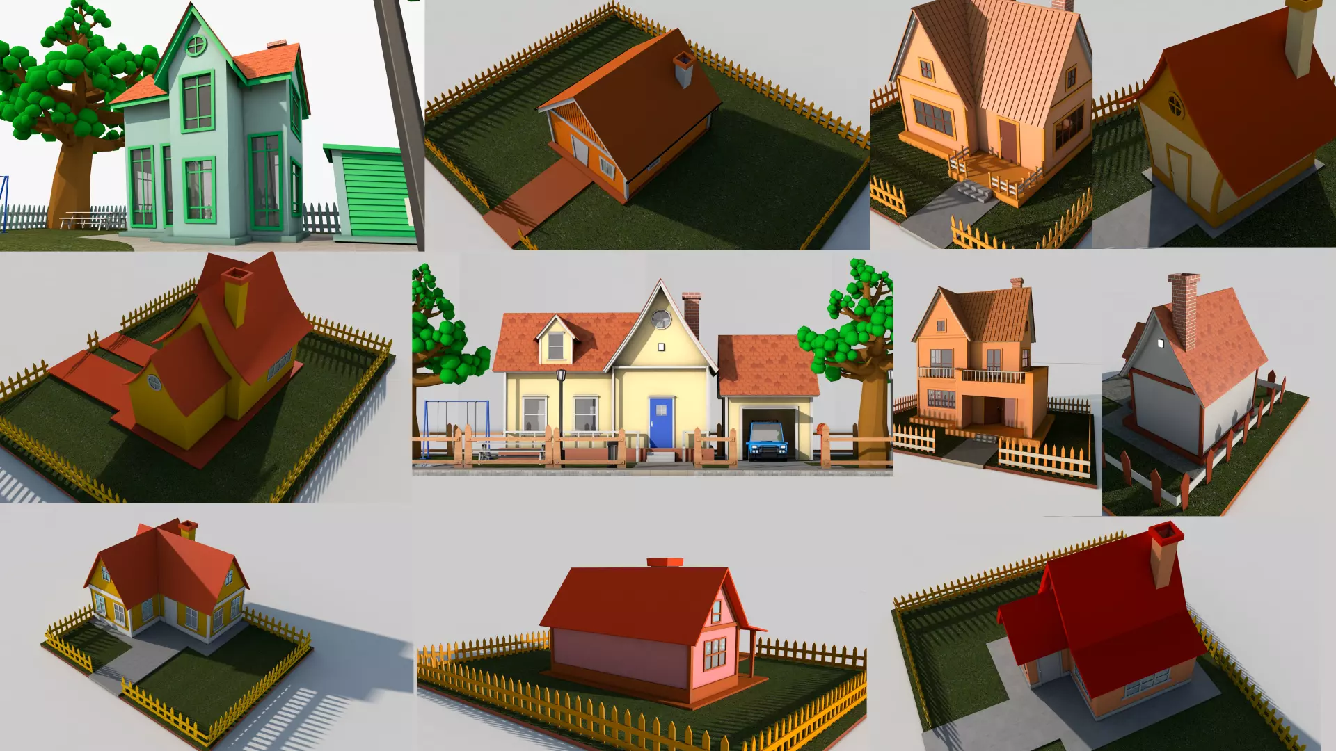 Cartoon House Pack 3D model_1