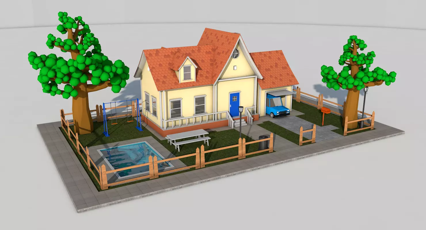 Cartoon House Pack 3D model_3