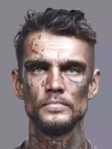 Realistic Man Head 3D Sculpt 01