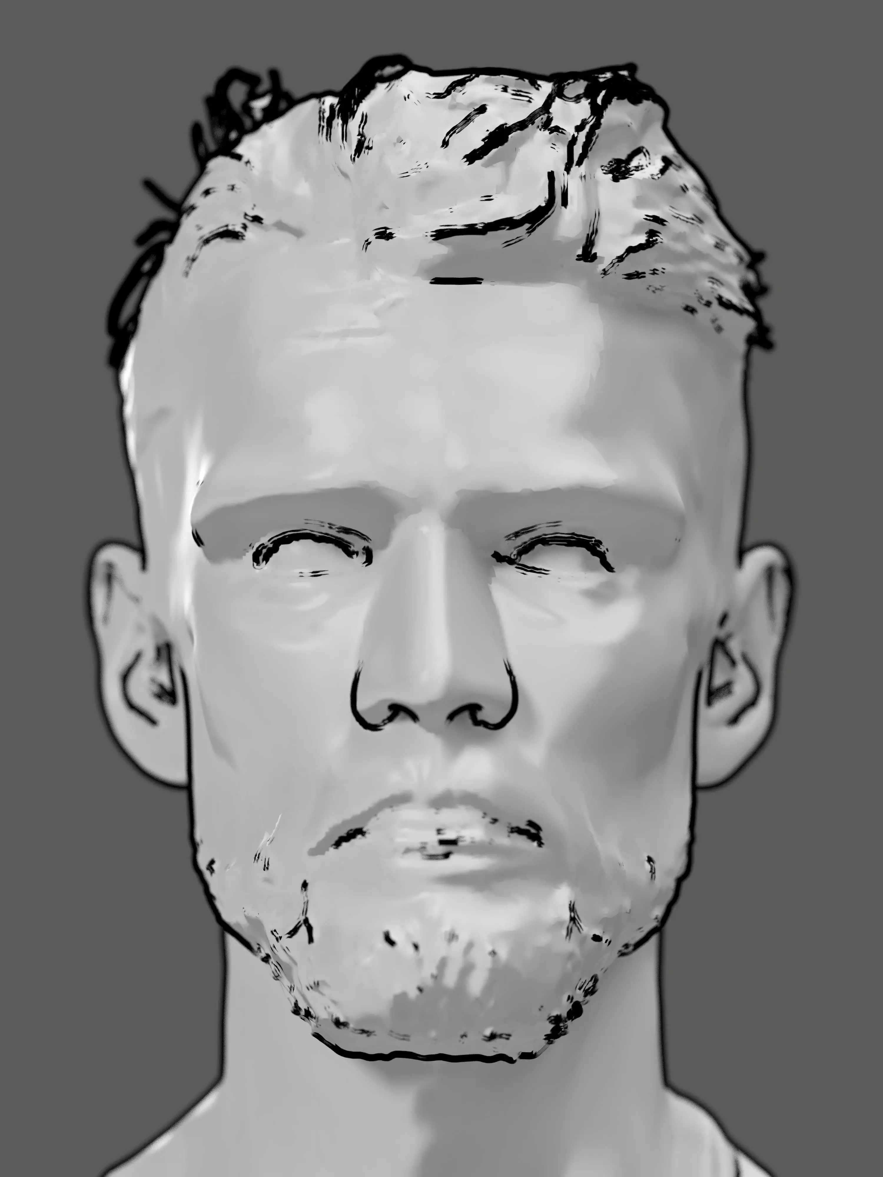 Realistic Man Head 3D Sculpt 01 3D model_4