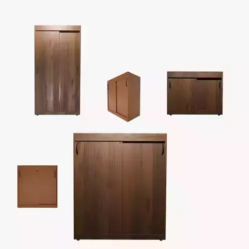 Wooden cupboard pack PBR Textures Blend FBX OBJ Low-poly 3D model